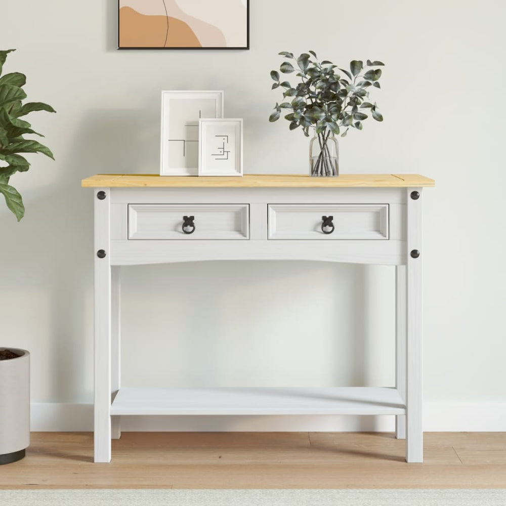 vidaXL Console Table Mexican Style Pine Wood White 90x34.5x73 cm