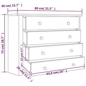 vidaXL Side Cabinet White 80x40x73 cm Panama Pine