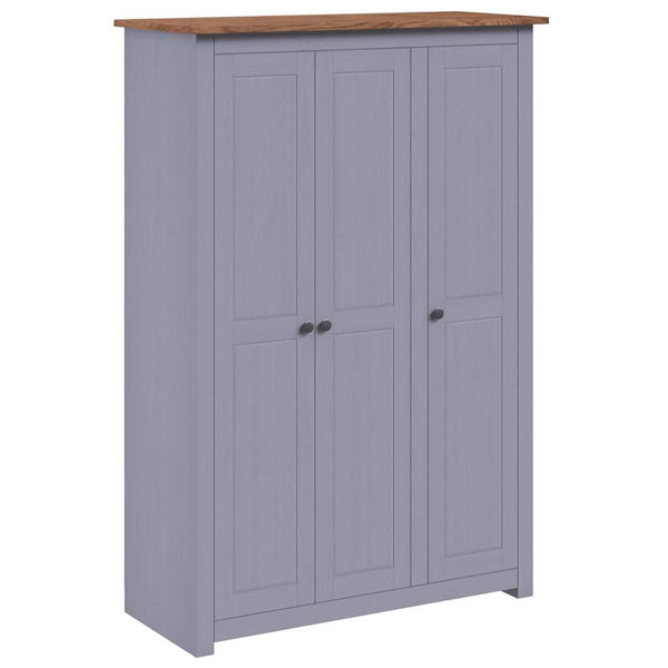 vidaXL Wardrobe 3-Door Grey 118×50×171.5 cm Pine Panama Series