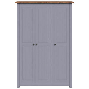 vidaXL Wardrobe 3-Door Grey 118×50×171.5 cm Pine Panama Series