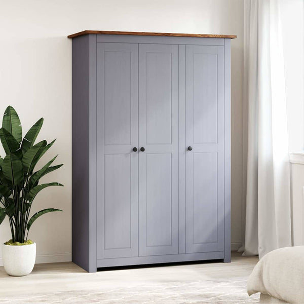 vidaXL Wardrobe 3-Door Grey 118×50×171.5 cm Pine Panama Series