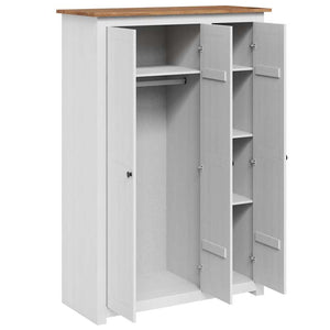 vidaXL Wardrobe 3-Door White 118x50x171.5 cm Pine Panama Series