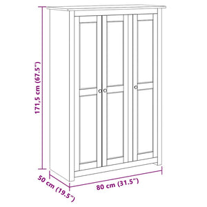 vidaXL Wardrobe 3-Door White 118x50x171.5 cm Pine Panama Series