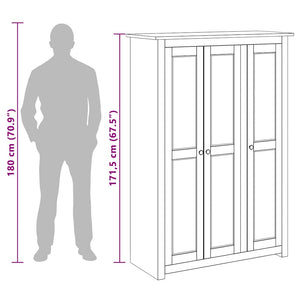 vidaXL Wardrobe 3-Door White 118x50x171.5 cm Pine Panama Series