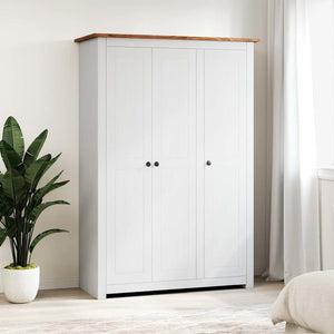 vidaXL Wardrobe 3-Door White 118x50x171.5 cm Pine Panama Series