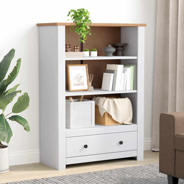 vidaXL Bookshelf White 80 x 35 x 110 cm Solid Panama Pine Wood