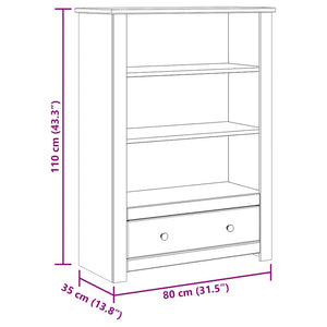 vidaXL Bookshelf White 80 x 35 x 110 cm Solid Panama Pine Wood