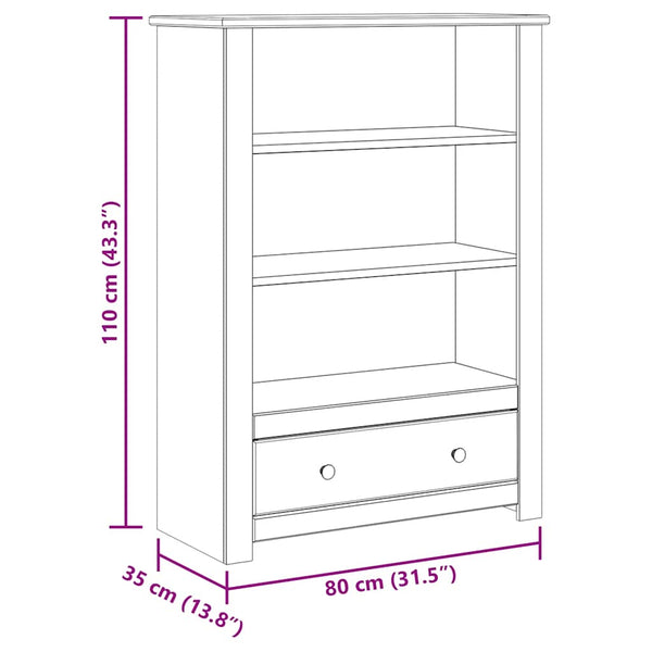 vidaXL Bookshelf White 80 x 35 x 110 cm Solid Panama Pine Wood