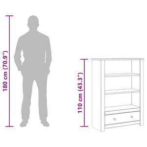 vidaXL Bookshelf White 80 x 35 x 110 cm Solid Panama Pine Wood