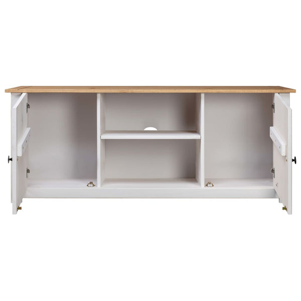 vidaXL TV Cabinet White 120x40x50 cm Solid Panama Pine Wood