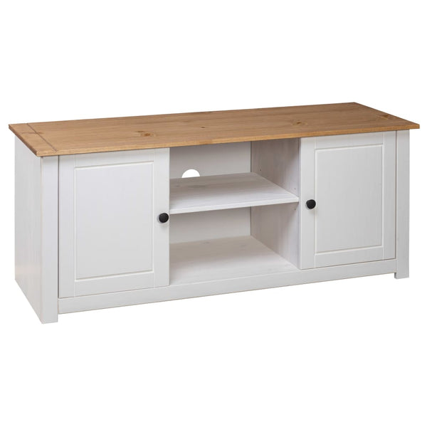 vidaXL TV Cabinet White 120x40x50 cm Solid Panama Pine Wood