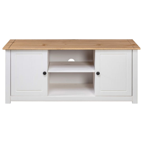 vidaXL TV Cabinet White 120x40x50 cm Solid Panama Pine Wood