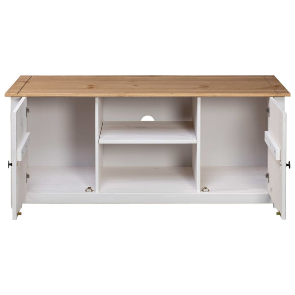 vidaXL TV Cabinet White 120x40x50 cm Solid Panama Pine Wood