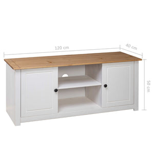 vidaXL TV Cabinet White 120x40x50 cm Solid Panama Pine Wood
