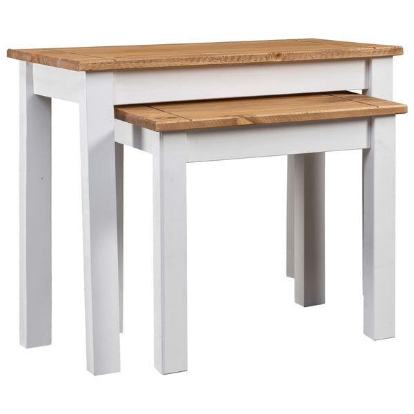 vidaXL Nesting Tables 2 pcs. White Solid Wood Panama Pine