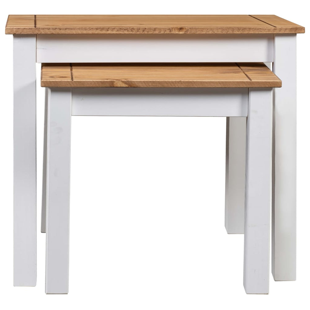 vidaXL Nesting Tables 2 pcs. White Solid Wood Panama Pine