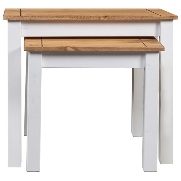 vidaXL Nesting Tables 2 pcs. White Solid Wood Panama Pine