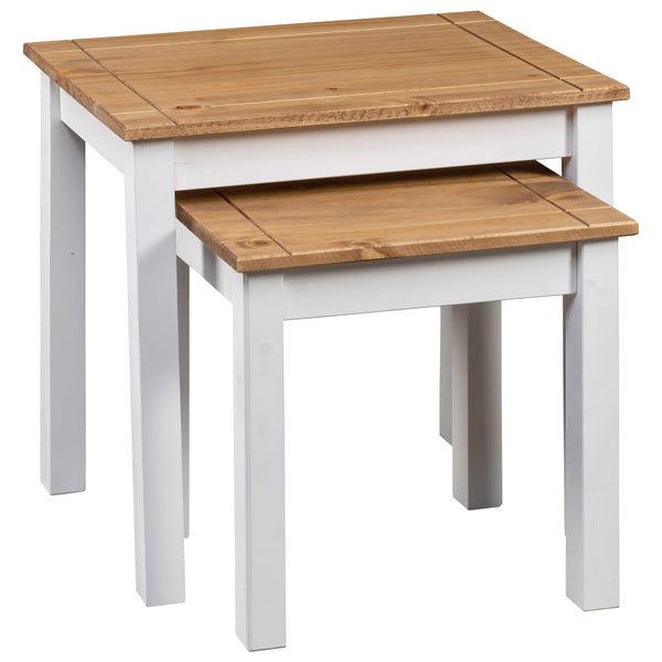vidaXL Nesting Tables 2 pcs. White Solid Wood Panama Pine