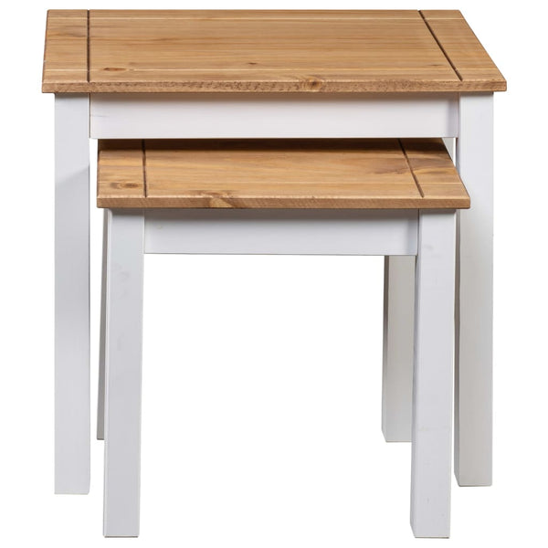 vidaXL Nesting Tables 2 pcs. White Solid Wood Panama Pine