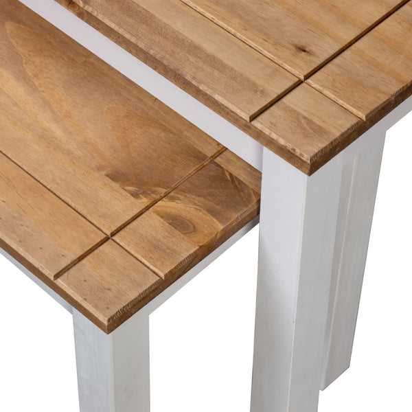 vidaXL Nesting Tables 2 pcs. White Solid Wood Panama Pine