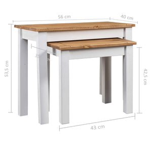 vidaXL Nesting Tables 2 pcs. White Solid Wood Panama Pine