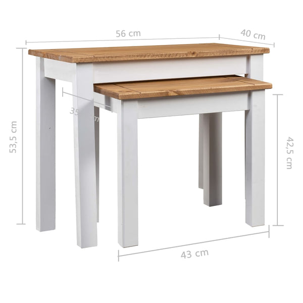 vidaXL Nesting Tables 2 pcs. White Solid Wood Panama Pine