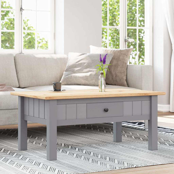 vidaXL Coffee Table Grey 100x60x43.5 cm Solid Panama Pine Wood