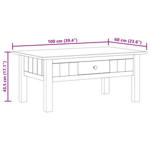 vidaXL Coffee Table Grey 100x60x43.5 cm Solid Panama Pine Wood