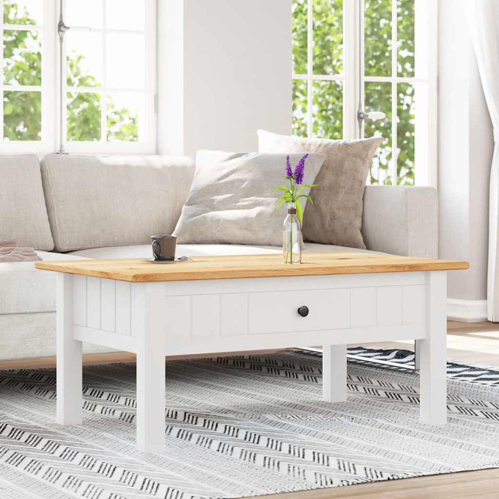 vidaXL Coffee Table White 100x60x43.5 cm Solid Panama Pine Wood