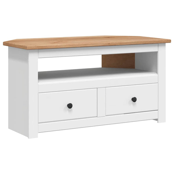 vidaXL Corner TV Cabinet White 93 x 49 x 49 cm Solid Panama Pine