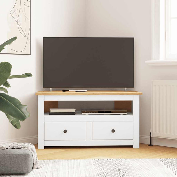 vidaXL Corner TV Cabinet White 93 x 49 x 49 cm Solid Panama Pine