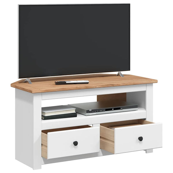 vidaXL Corner TV Cabinet White 93 x 49 x 49 cm Solid Panama Pine