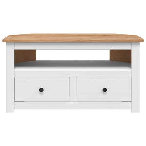 vidaXL Corner TV Cabinet White 93 x 49 x 49 cm Solid Panama Pine