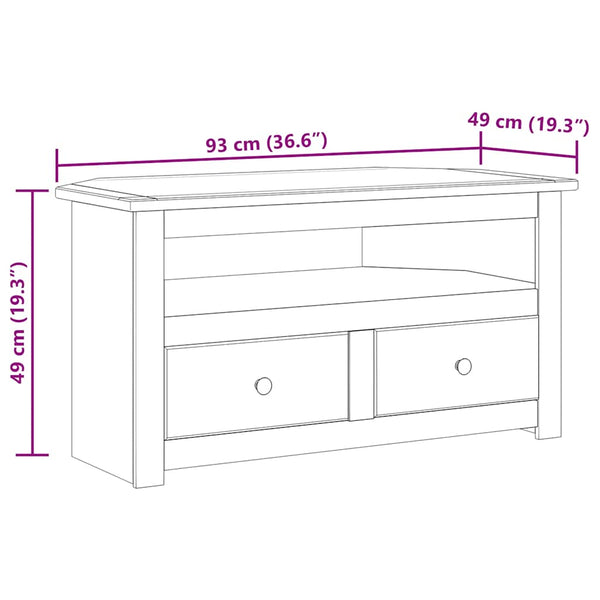 vidaXL Corner TV Cabinet White 93 x 49 x 49 cm Solid Panama Pine
