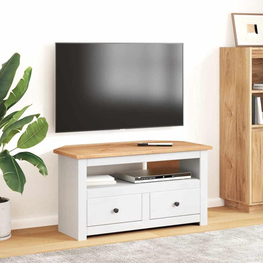 vidaXL Corner TV Cabinet White 93 x 49 x 49 cm Solid Panama Pine