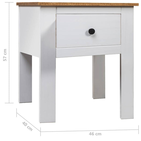 vidaXL Bedside Cabinet White 46x40x57 cm Pine Wood Panama