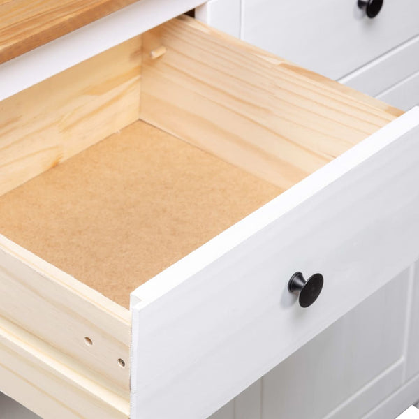 vidaXL Sideboard White 93x40x80 cm Pine Wood Panama