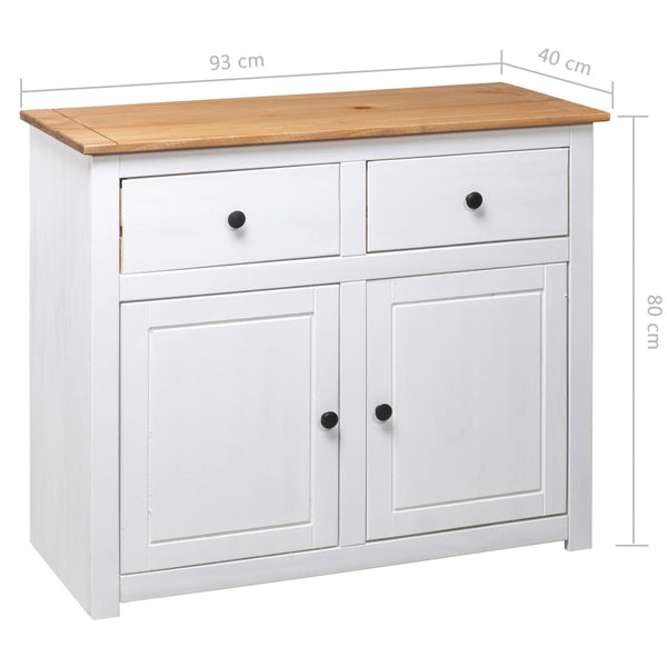 vidaXL Sideboard White 93x40x80 cm Pine Wood Panama