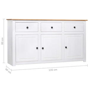 vidaXL Sideboard White 135x40x80 cm Pine Wood Panama
