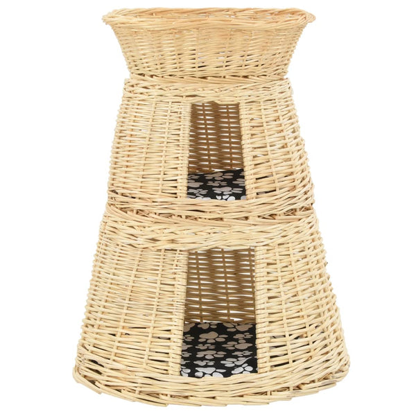 vidaXL 3-Piece Cat Basket Set with Cushions 47 x 34 x 60 cm Natural Willow