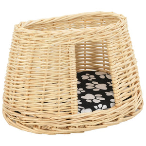 vidaXL 3-Piece Cat Basket Set with Cushions 47 x 34 x 60 cm Natural Willow
