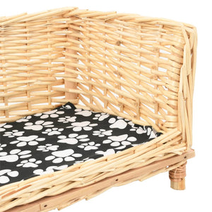 vidaXL Dog Basket with Cushion 50x33x30 cm Natural Willow