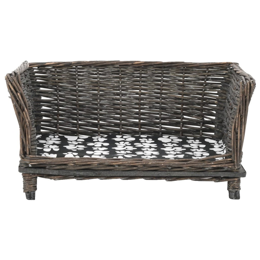 vidaXL Dog Basket with Cushion Grey 50x33x30 cm Natural Willow