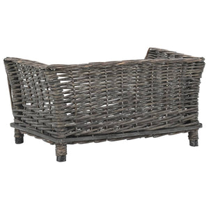 vidaXL Dog Basket with Cushion Grey 50x33x30 cm Natural Willow