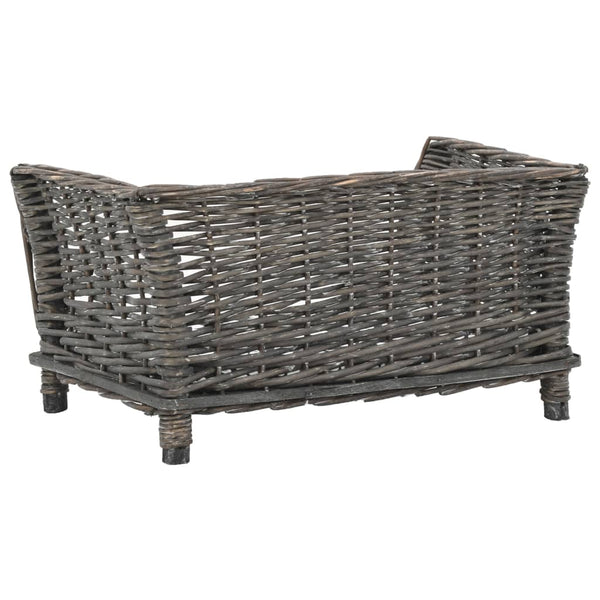 vidaXL Dog Basket with Cushion Grey 50x33x30 cm Natural Willow