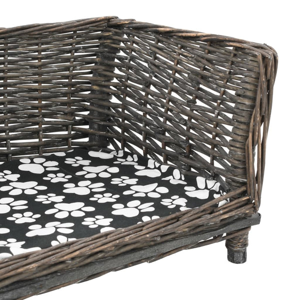 vidaXL Dog Basket with Cushion Grey 50x33x30 cm Natural Willow