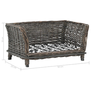 vidaXL Dog Basket with Cushion Grey 50x33x30 cm Natural Willow