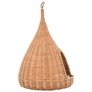 vidaXL Cat House with Cushion 40x60 cm Natural Willow Tipi