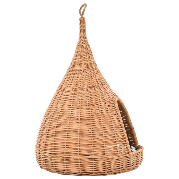 vidaXL Cat House with Cushion 40x60 cm Natural Willow Tipi