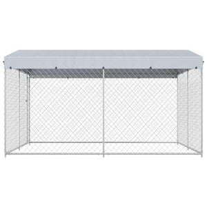 Outdoor-Hundezwinger mit Überdachung 382x382x225 cm
